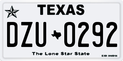 TX license plate DZU0292