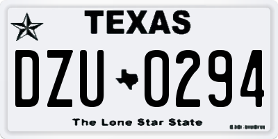 TX license plate DZU0294