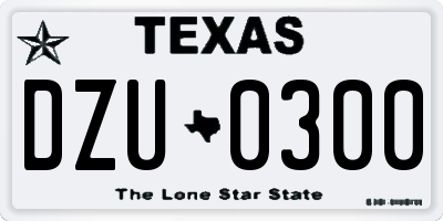 TX license plate DZU0300