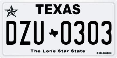 TX license plate DZU0303