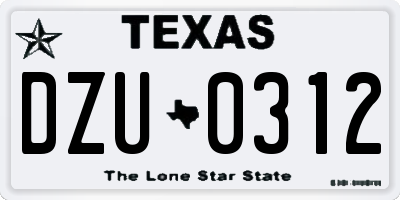 TX license plate DZU0312