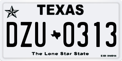 TX license plate DZU0313