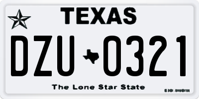 TX license plate DZU0321