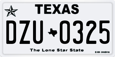TX license plate DZU0325