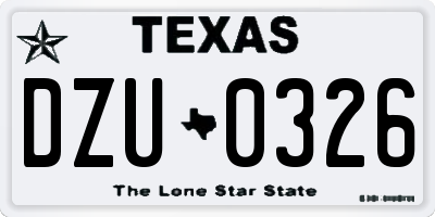 TX license plate DZU0326