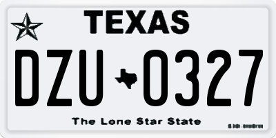 TX license plate DZU0327