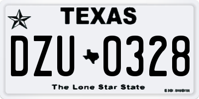 TX license plate DZU0328
