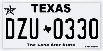 TX license plate DZU0330