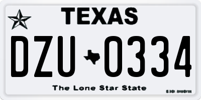 TX license plate DZU0334
