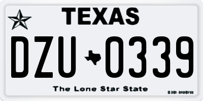 TX license plate DZU0339