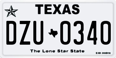 TX license plate DZU0340
