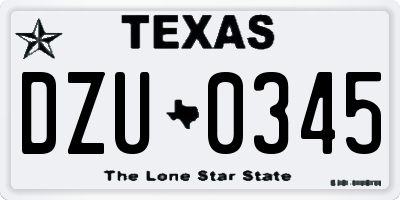 TX license plate DZU0345