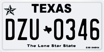 TX license plate DZU0346