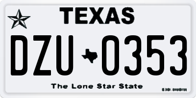 TX license plate DZU0353