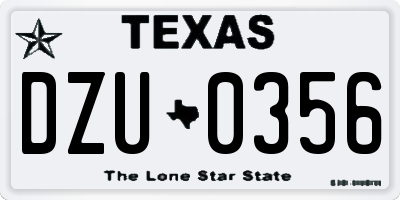 TX license plate DZU0356