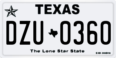 TX license plate DZU0360