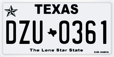 TX license plate DZU0361