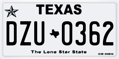 TX license plate DZU0362