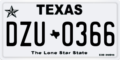 TX license plate DZU0366