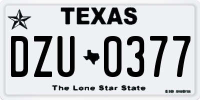TX license plate DZU0377