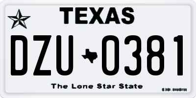 TX license plate DZU0381