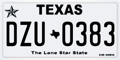 TX license plate DZU0383