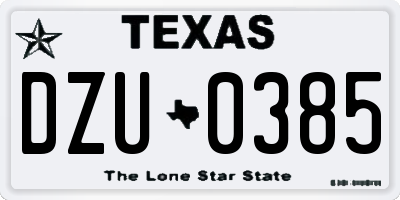 TX license plate DZU0385