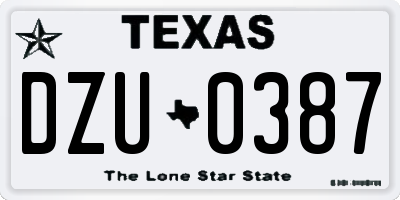 TX license plate DZU0387