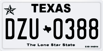 TX license plate DZU0388