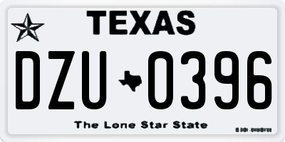 TX license plate DZU0396
