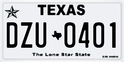 TX license plate DZU0401