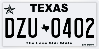TX license plate DZU0402