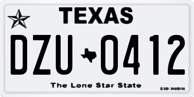 TX license plate DZU0412