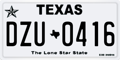 TX license plate DZU0416