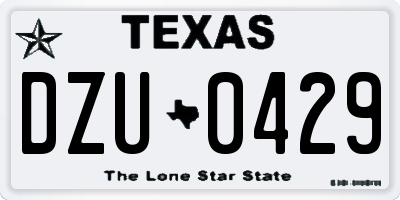 TX license plate DZU0429