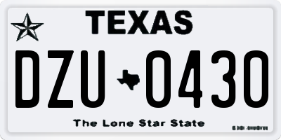 TX license plate DZU0430