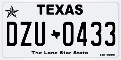 TX license plate DZU0433