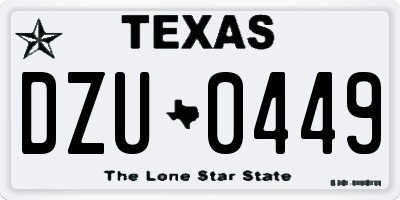 TX license plate DZU0449