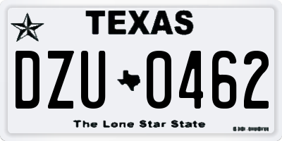 TX license plate DZU0462
