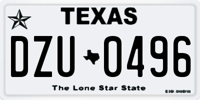 TX license plate DZU0496