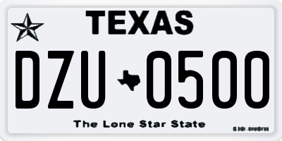 TX license plate DZU0500