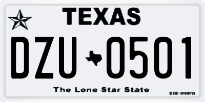 TX license plate DZU0501