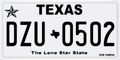TX license plate DZU0502