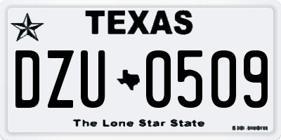TX license plate DZU0509