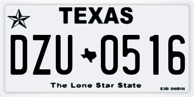 TX license plate DZU0516