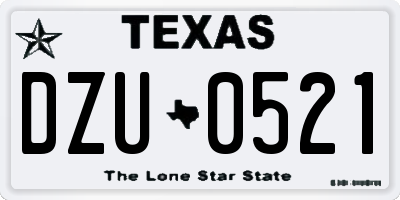 TX license plate DZU0521