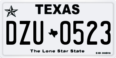 TX license plate DZU0523