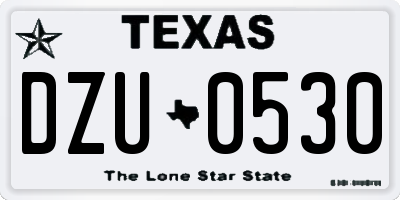 TX license plate DZU0530