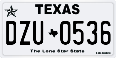 TX license plate DZU0536