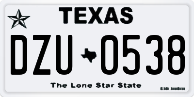 TX license plate DZU0538
